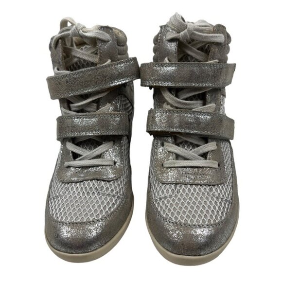 Madden Girl White Mesh Champagne Metallic Shimmer Hook & Loop Straps Size 7 - Picture 3 of 15